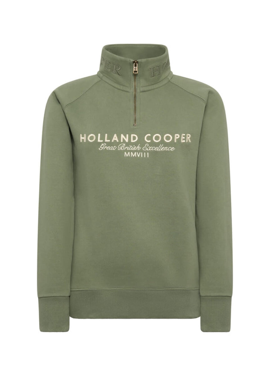Holland Cooper Sporting Goods Zip Henley - Sage