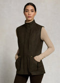 Holland Cooper Country Classic Tweed Gilet - Dark Green Herringbone
