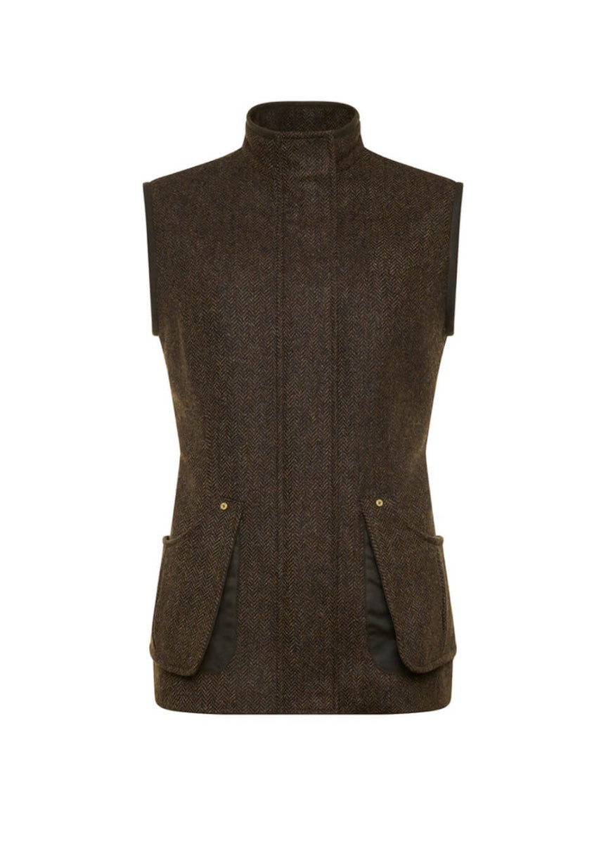 Holland Cooper Country Classic Tweed Gilet - Dark Green Herringbone