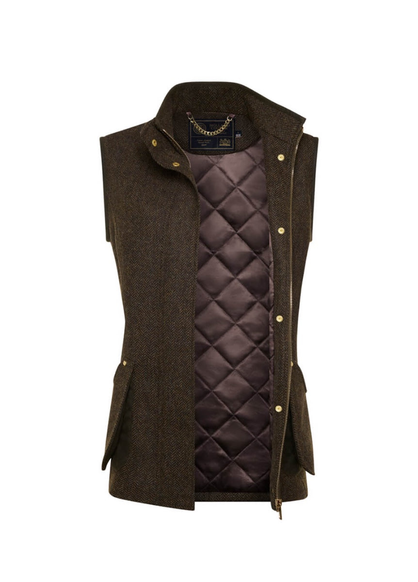Holland Cooper Country Classic Tweed Gilet - Dark Green Herringbone