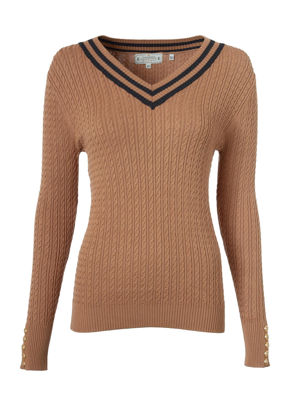 Holland Cooper Zoe Knit - Dark Camel Marl
