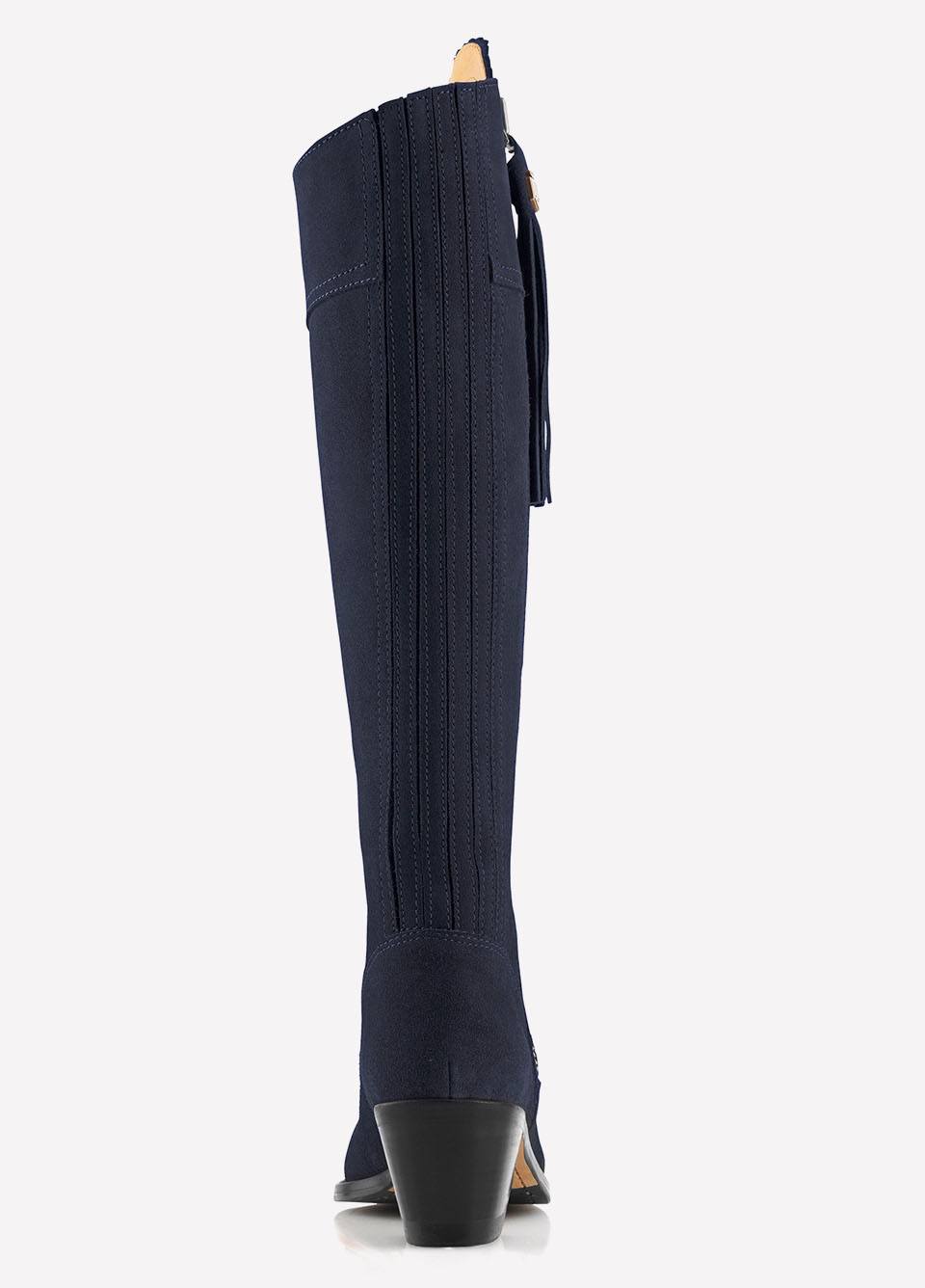Fairfax & Favor Heeled Regina Suede Boot - Navy