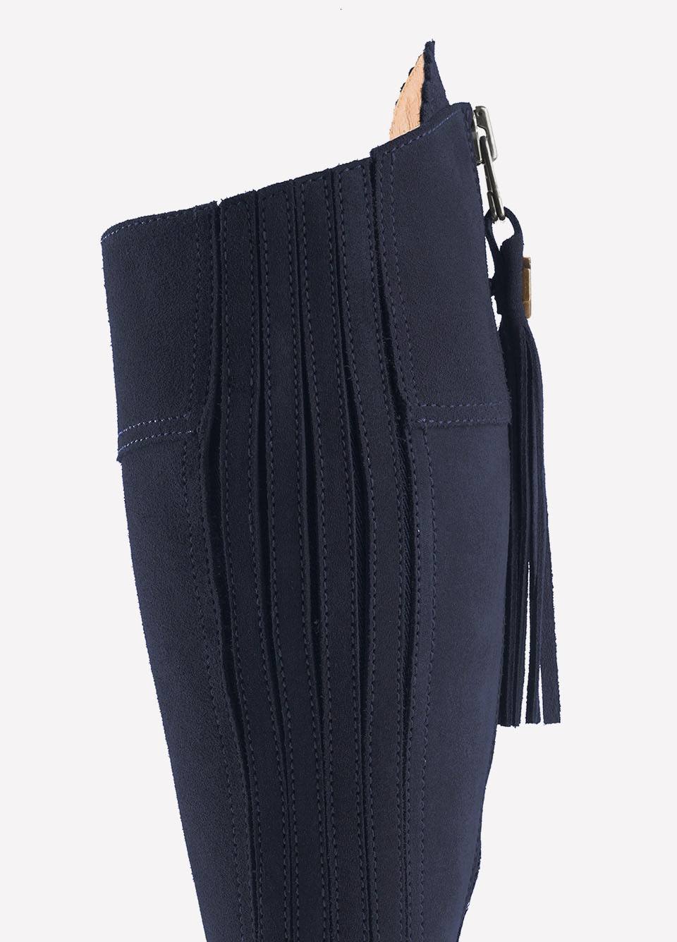 Fairfax & Favor Heeled Regina Suede Boot - Navy