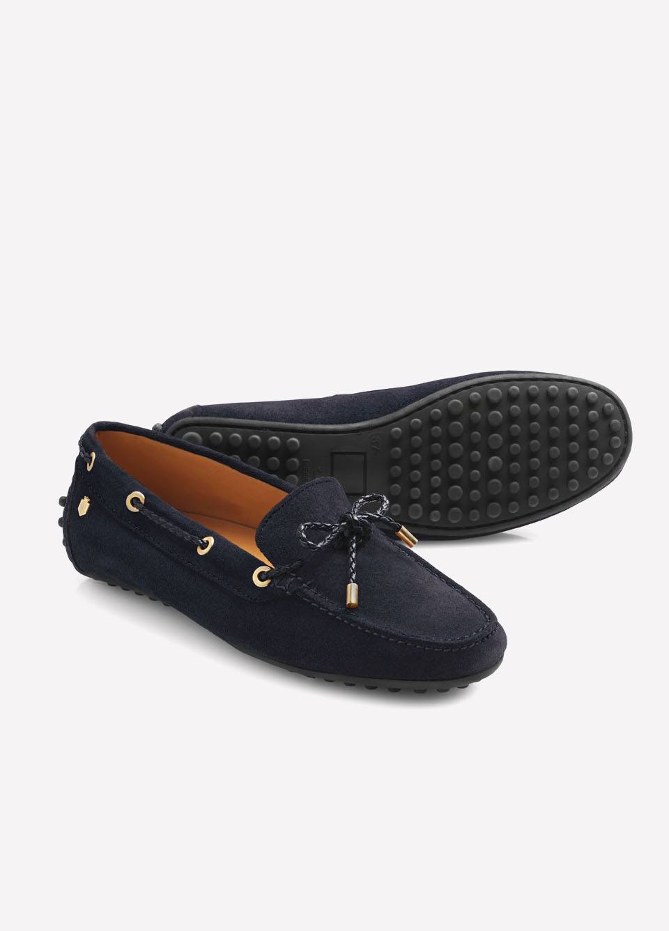 Fairfax & Favor Ladies Suede Henley Driving Shoe - Navy