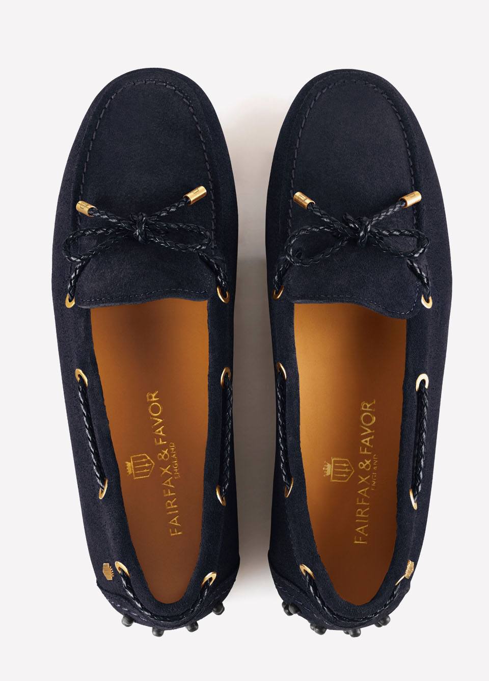 Fairfax & Favor Ladies Suede Henley Driving Shoe - Navy
