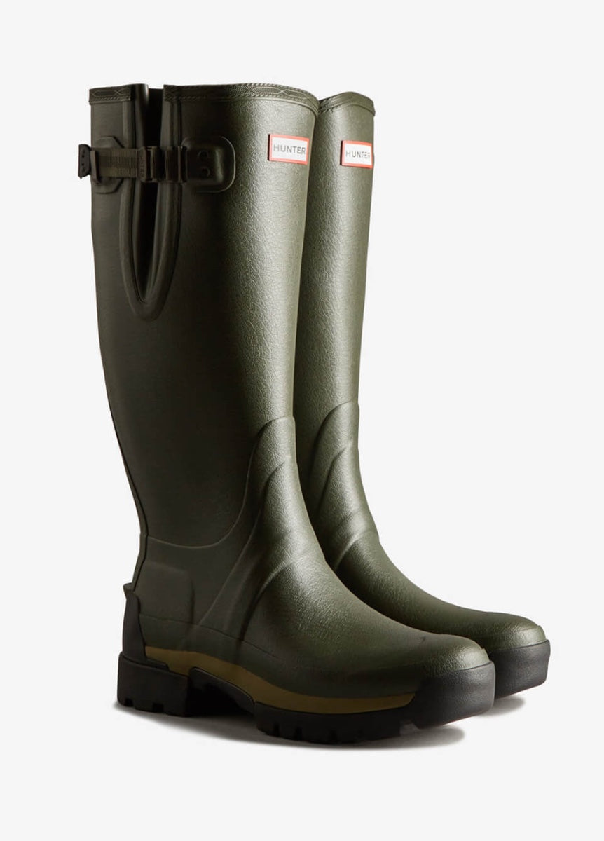 Hunter Mens Balmoral Neoprene Tech Sole Wellingtons - Dark Olive
