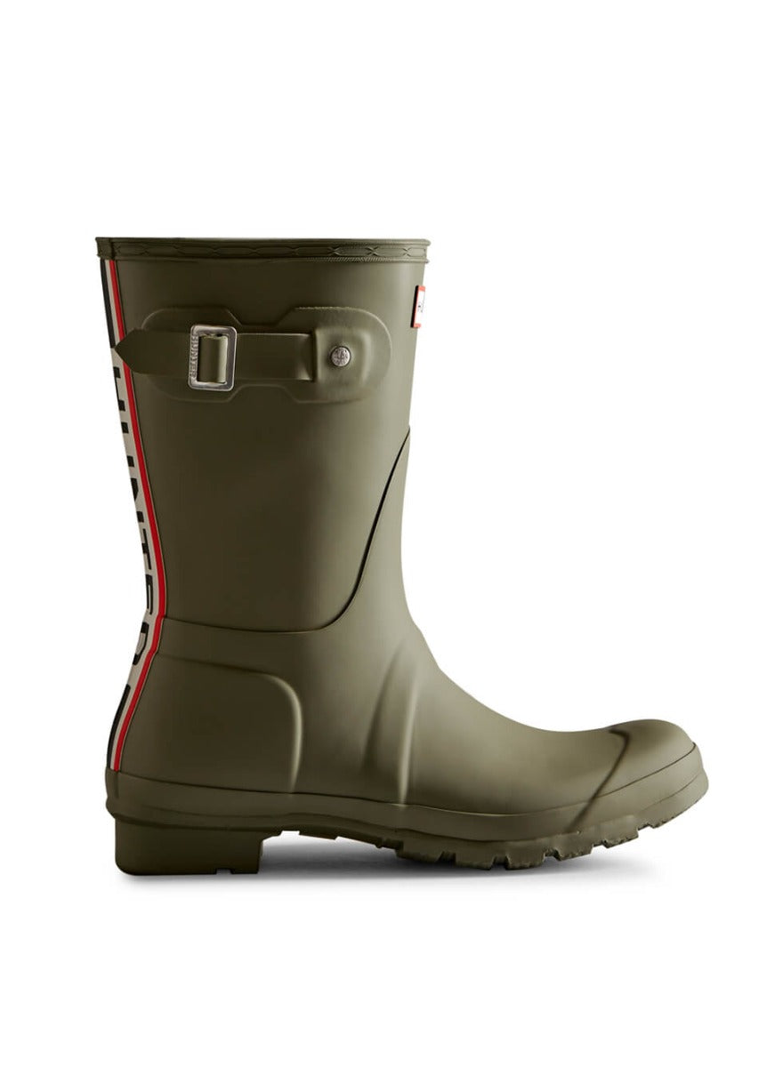 Hunter Womens Short Tri-colour Logo Boots - Lichen Green