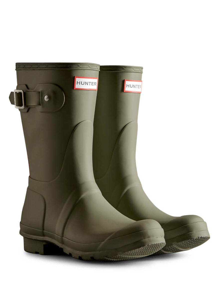 Hunter Womens Short Tri-colour Logo Boots - Lichen Green