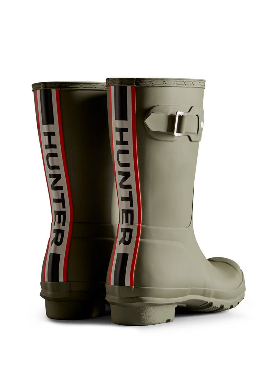 Hunter Womens Short Tri-colour Logo Boots - Lichen Green