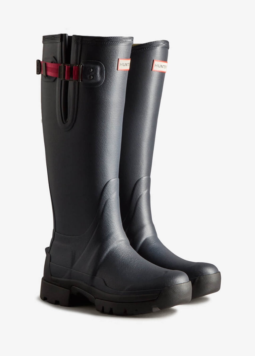 Hunter Ladies Balmoral Neoprene Tech Sole Wellingtons - Navy/Pepper