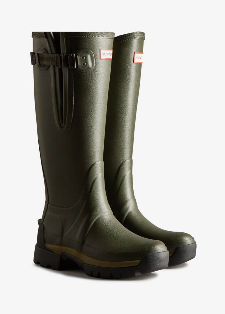 Hunter Ladies Balmoral Neoprene Tech Sole Wellingtons - Dark Olive