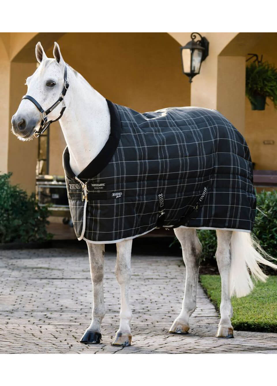 Rhino Medium Stable Rug 250g - Black/Grey/White Check