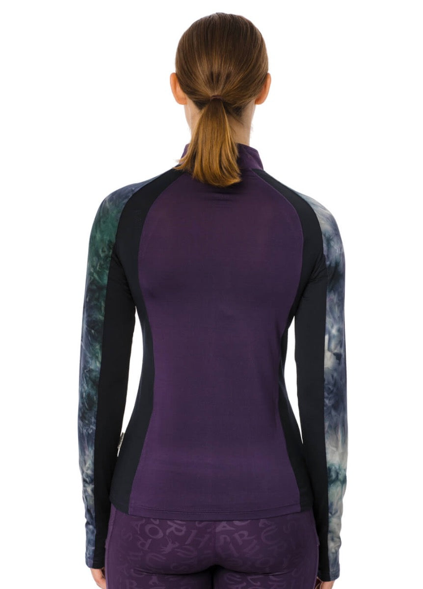 Horseware Aveen Technical Long Sleeve Top - Green/Navy Tie Dye