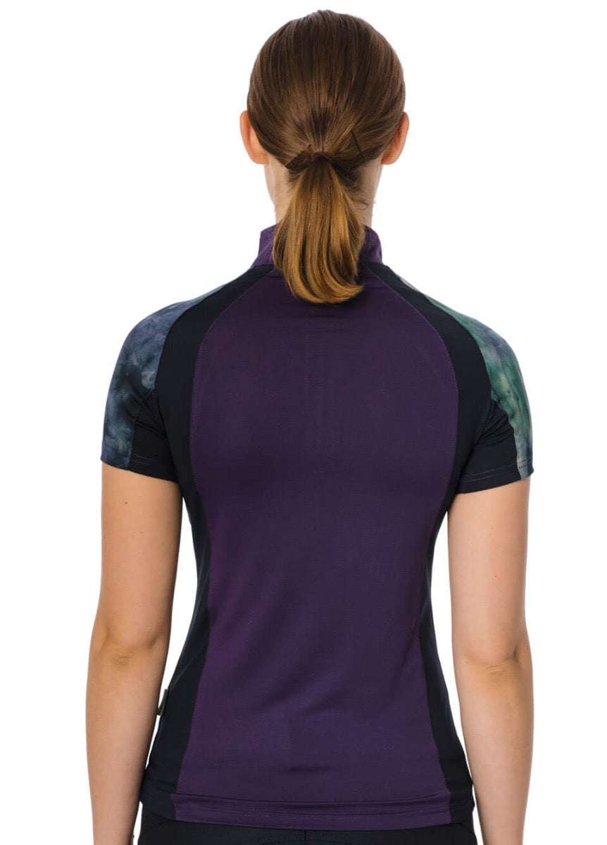 Horseware Aveen Technical Short Sleeve Top - Green/Navy Tie Dye