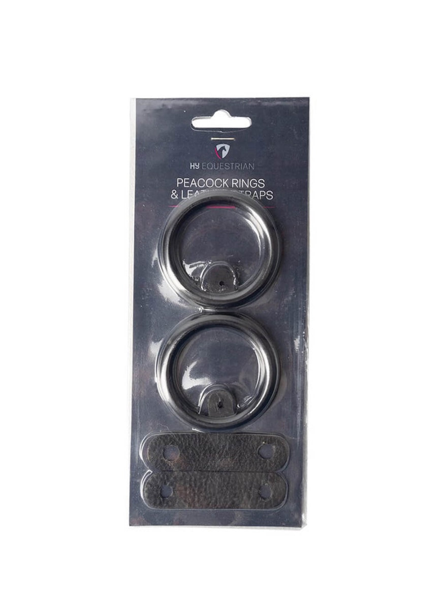 Hy Equestrian Peacock Rings & Leather Tabs - Black