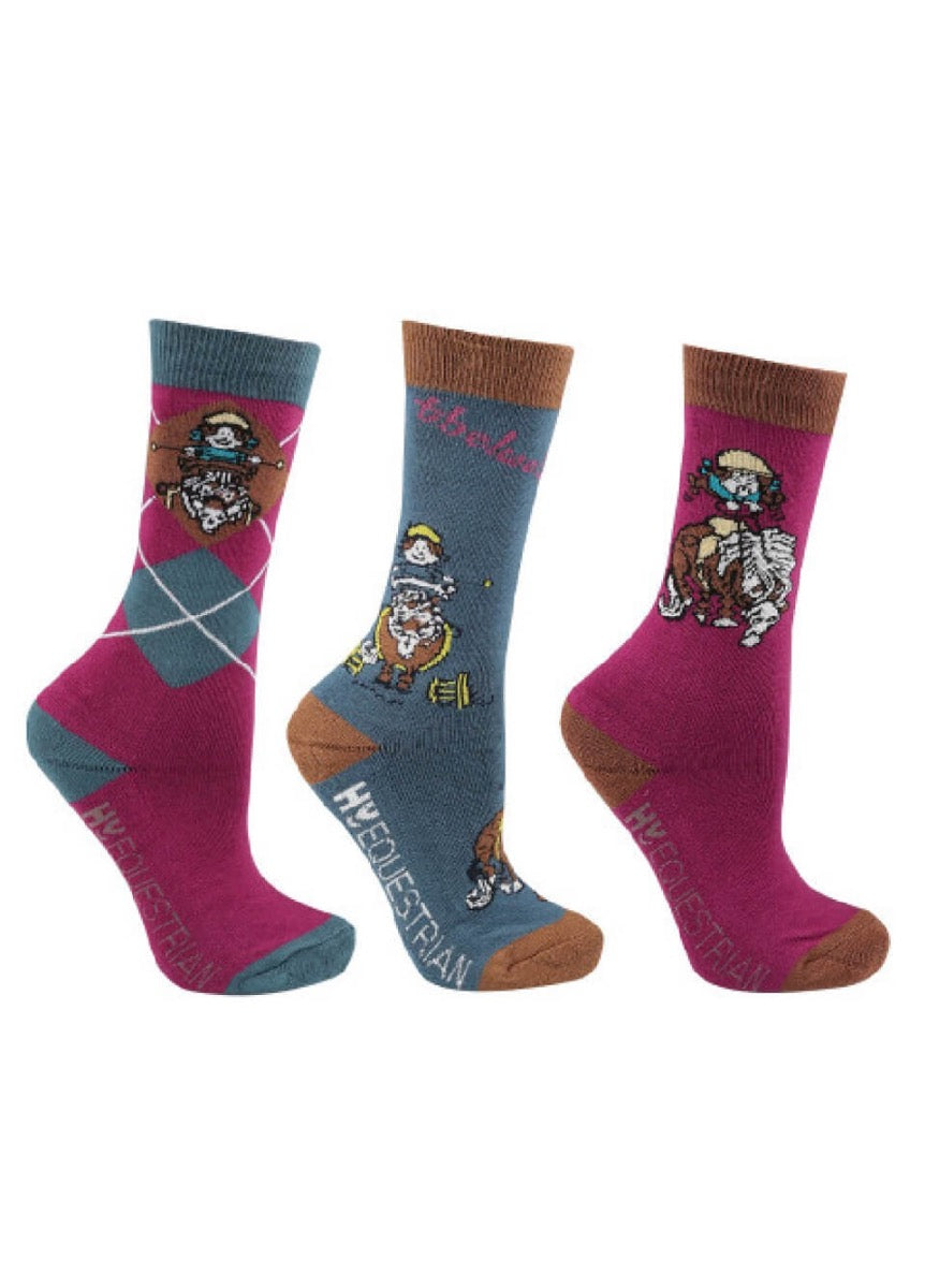 Hy Equestrian Thelwell Socks - Imperial Purple/Pacific Blue