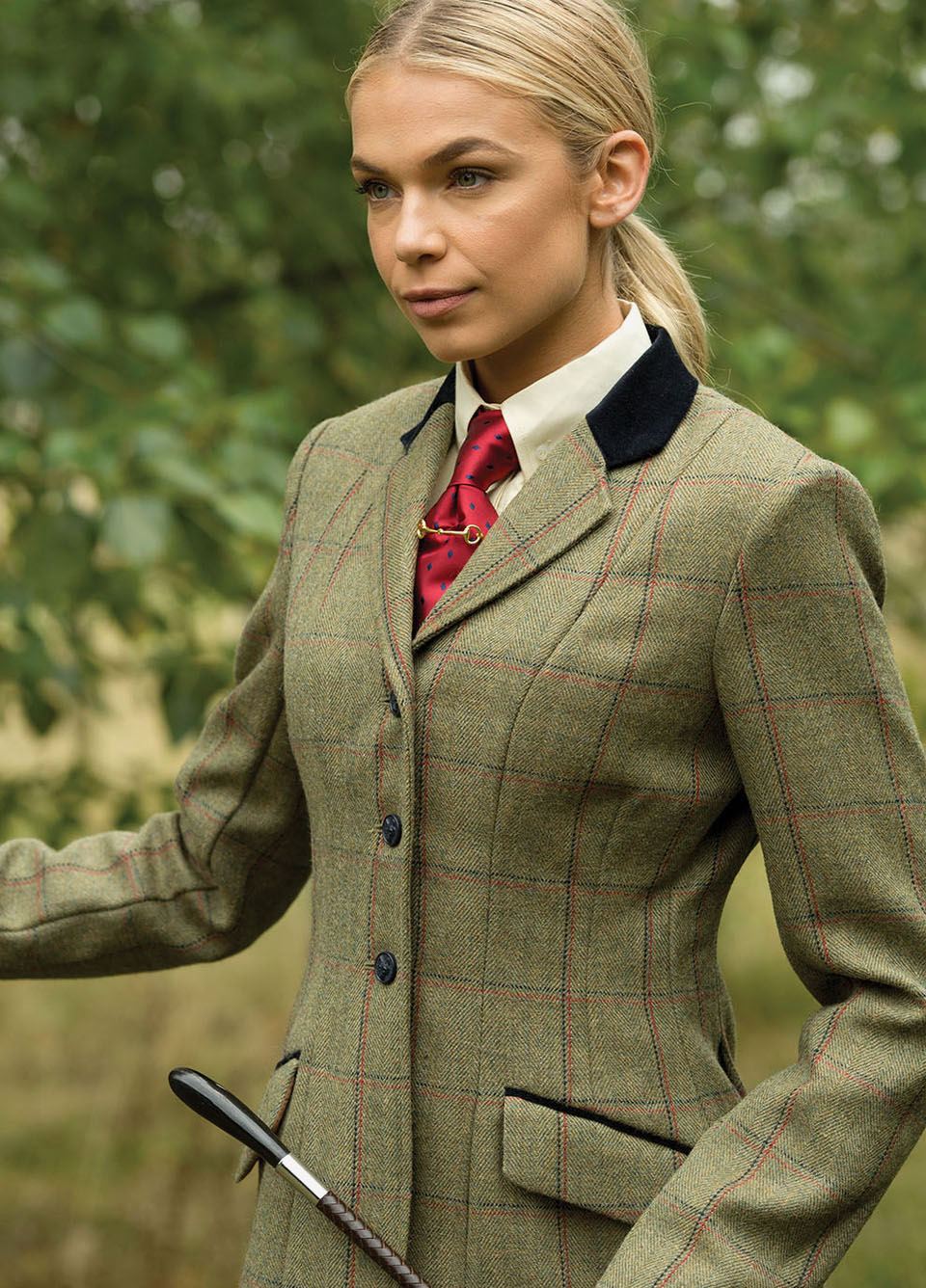 Equetech Ladies Launton Deluxe Tweed Riding Jacket - Green
