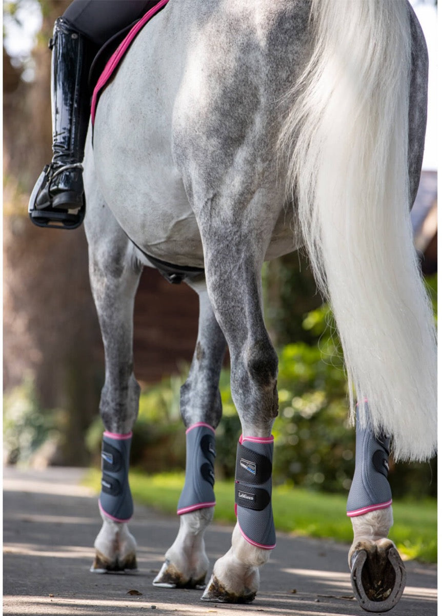 LeMieux Carbon Mesh Wrap Boots - Grey/Watermelon