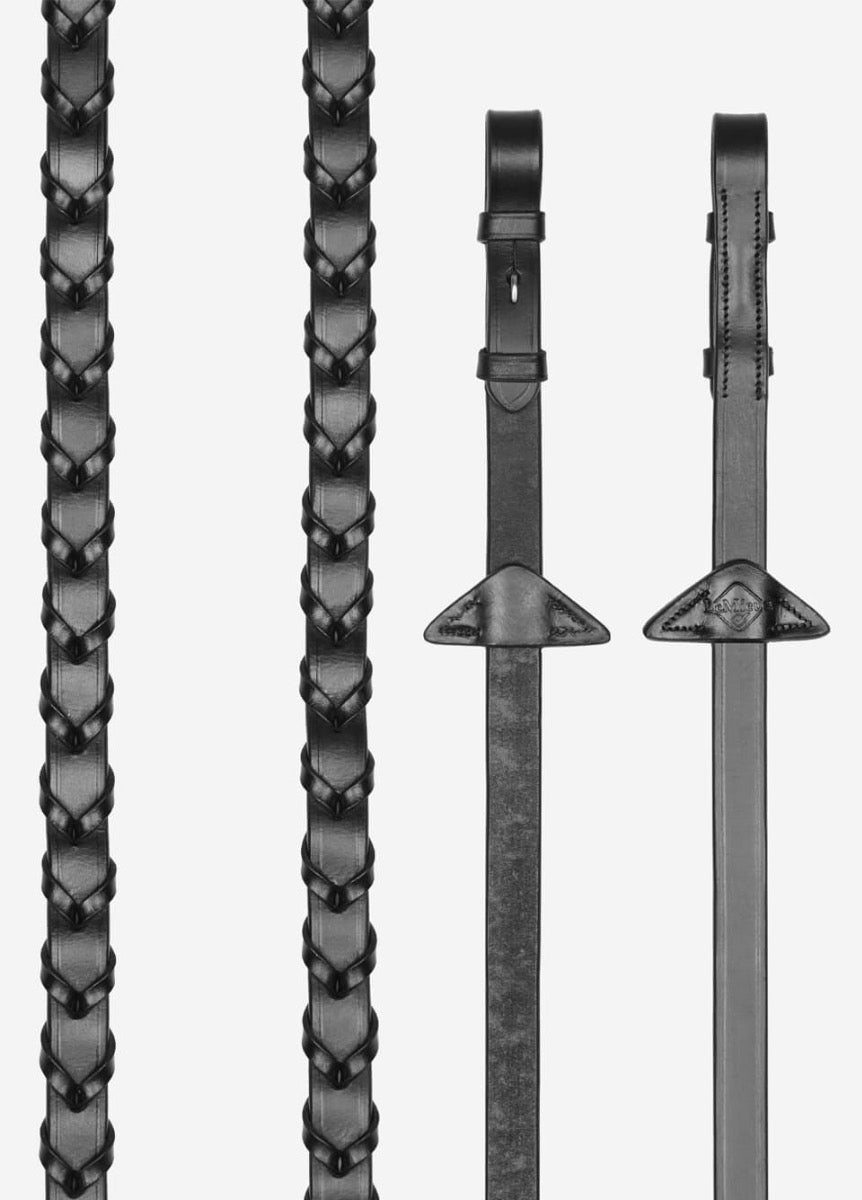 LeMieux Leather Laced Reins - Black/Silver