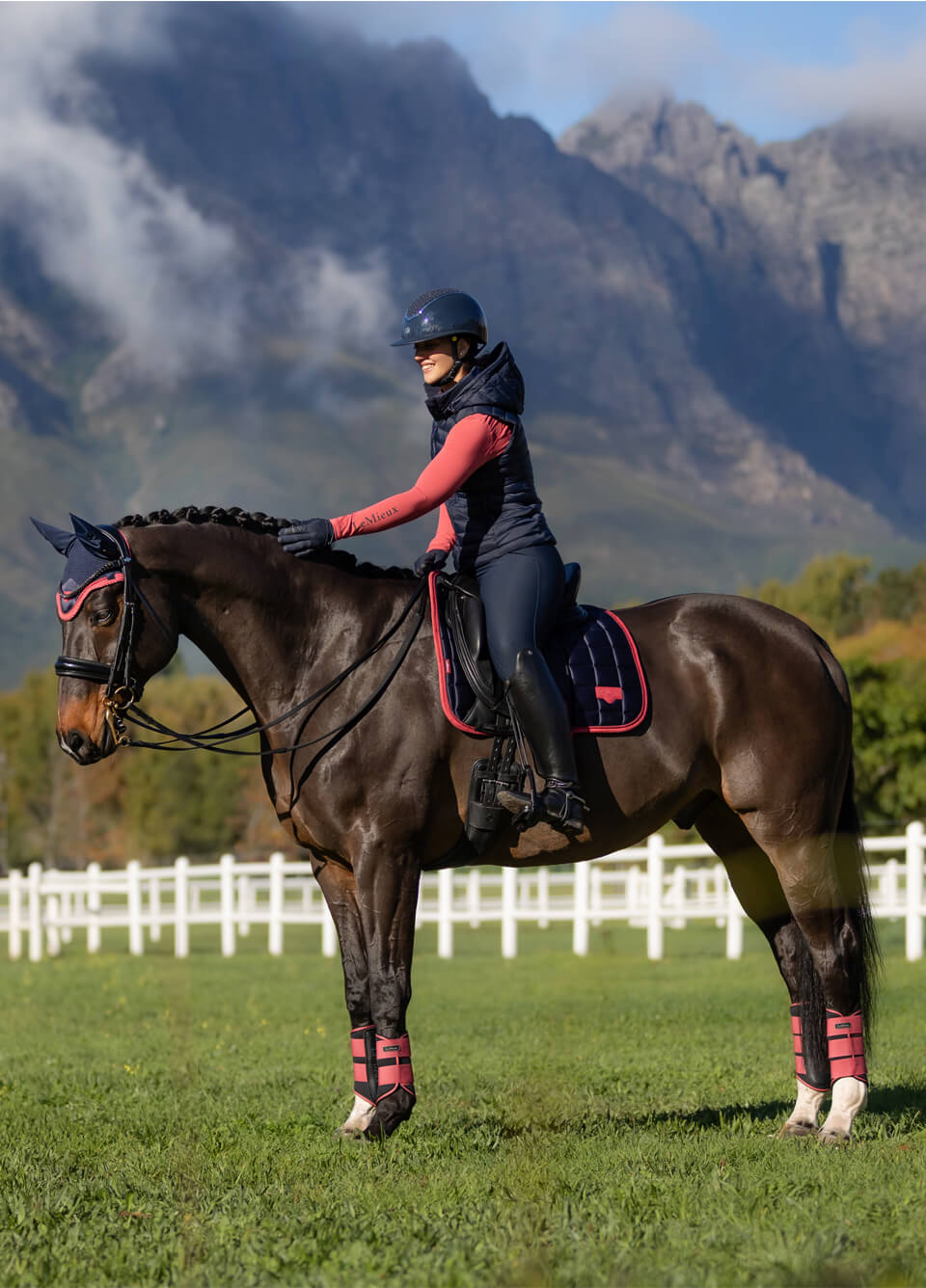 LeMieux Loire Dressage Square - Navy/Cranberry