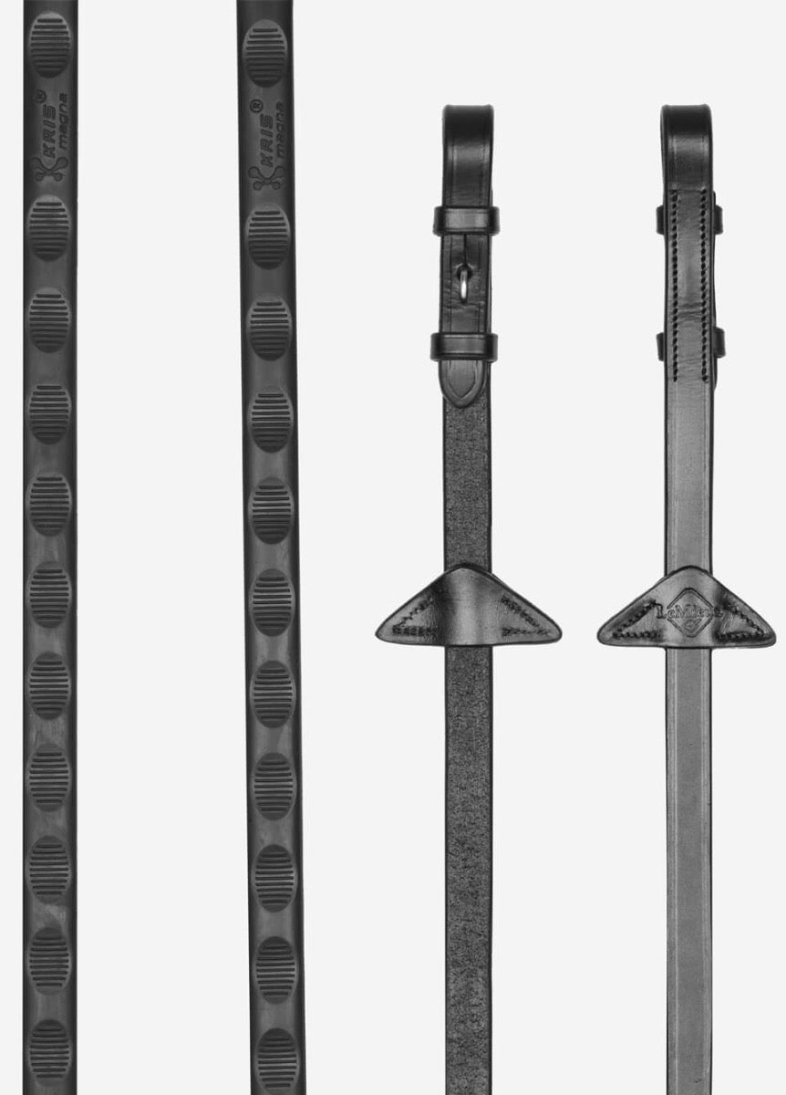 LeMieux Magna Grip Rubber Reins - Black/Silver