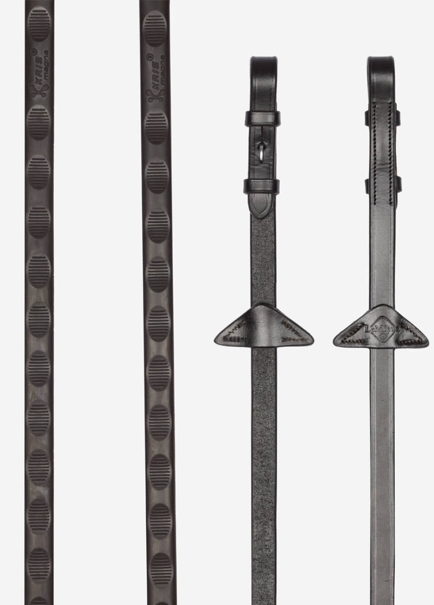 LeMieux Magna Grip Rubber Reins - Brown/Silver