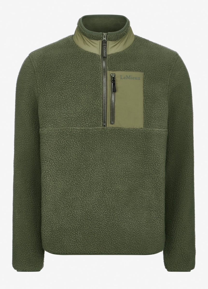 LeMieux Mens Borg Half Zip Sweat - Olive