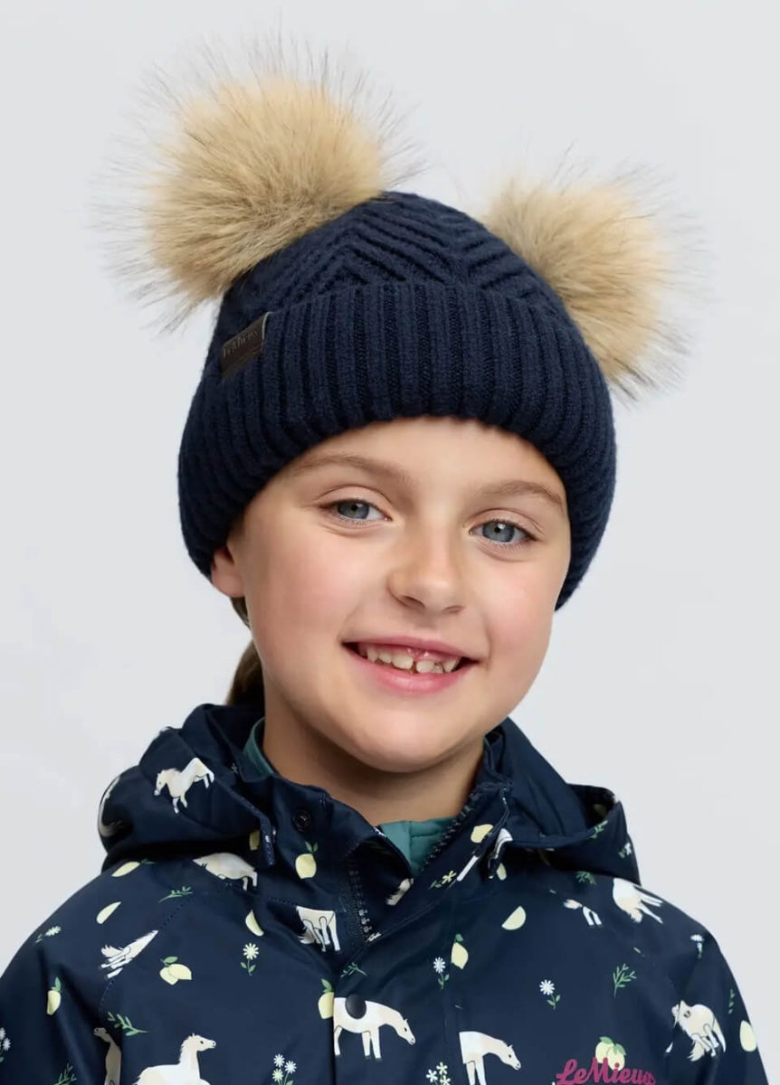 LeMieux Mini Double Pom Beanie - Navy