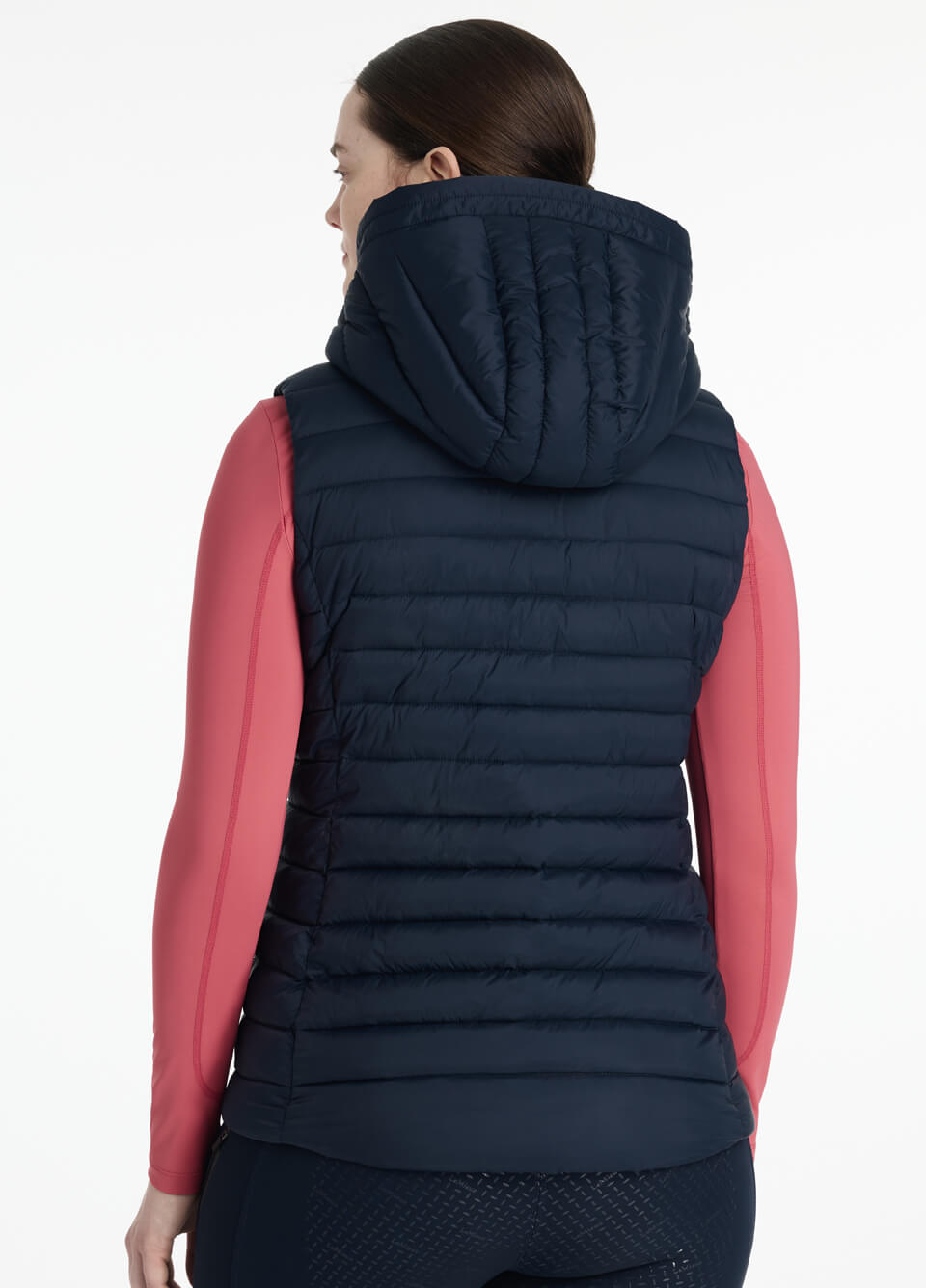LeMieux Rose Hooded Puffer Gilet - Navy