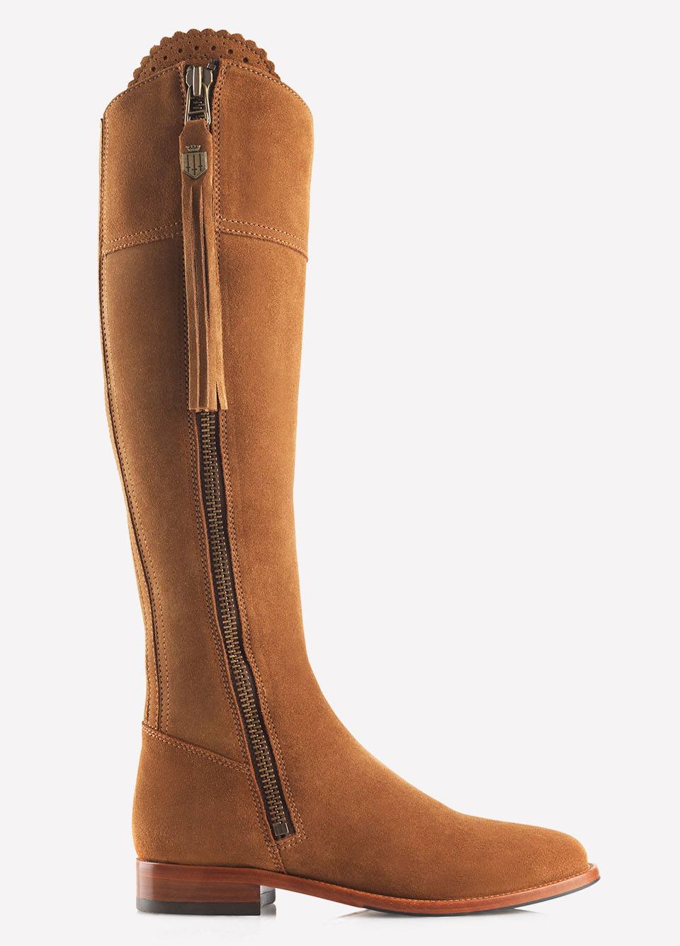 Fairfax & Favor Suede Flat Regina - Tan