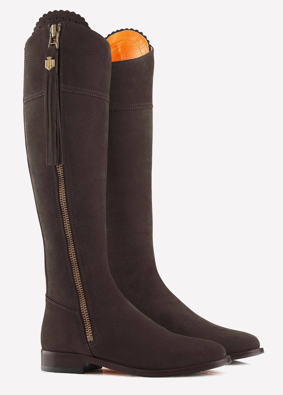 Fairfax & Favor Suede Flat Regina - Chocolate
