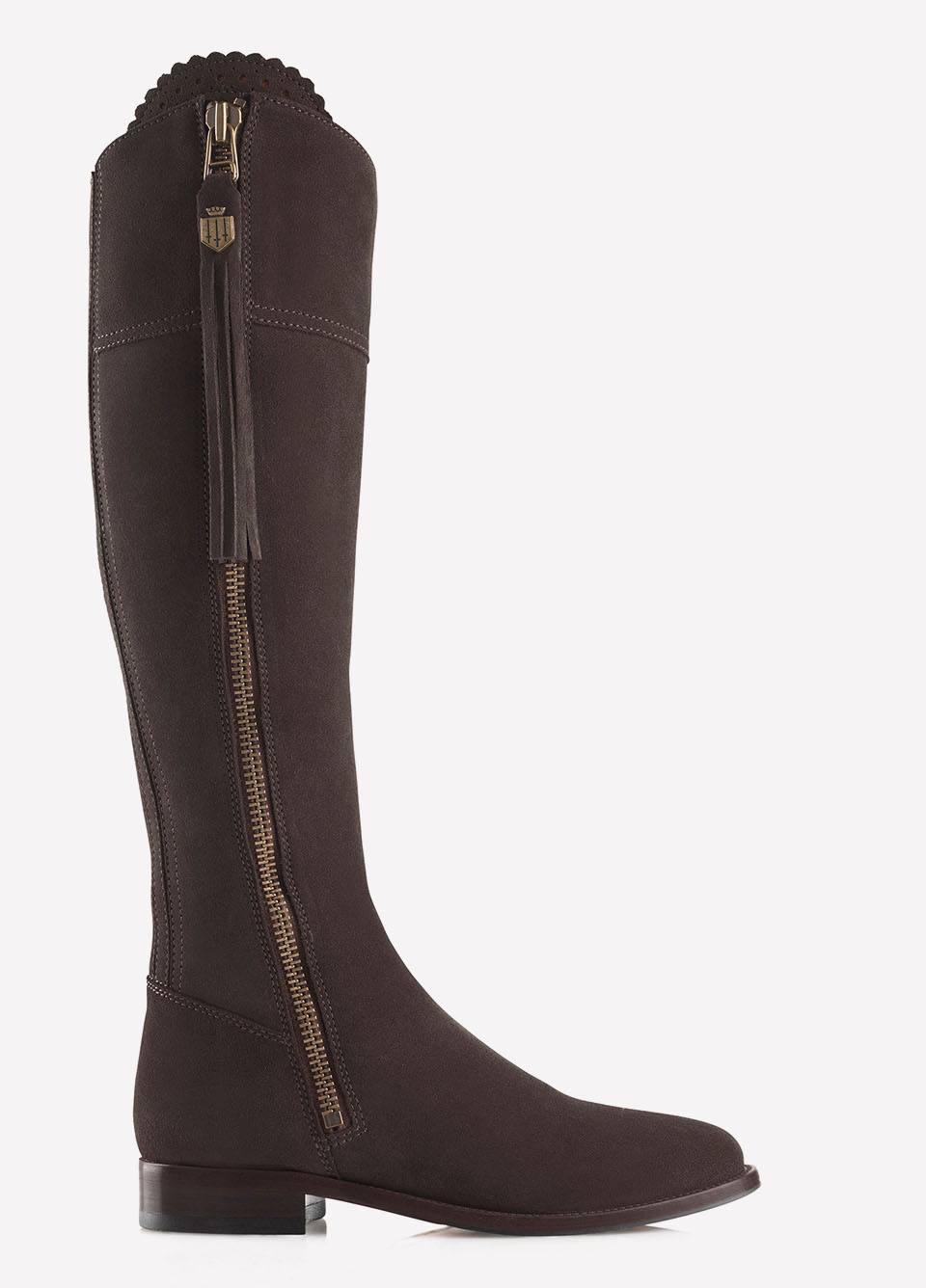Fairfax & Favor Suede Flat Regina - Chocolate