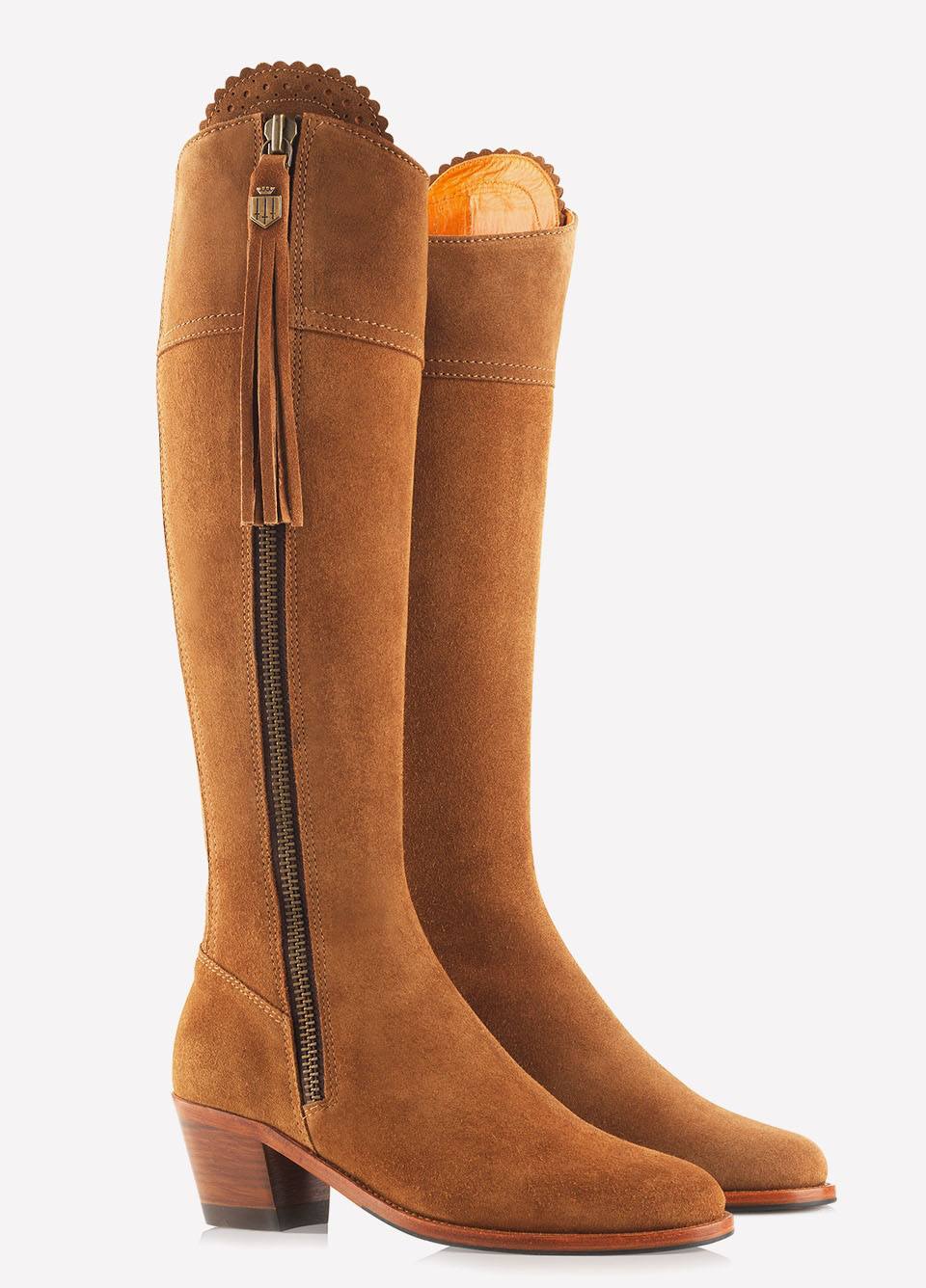 Fairfax & Favor Heeled Regina Suede Boot - Tan