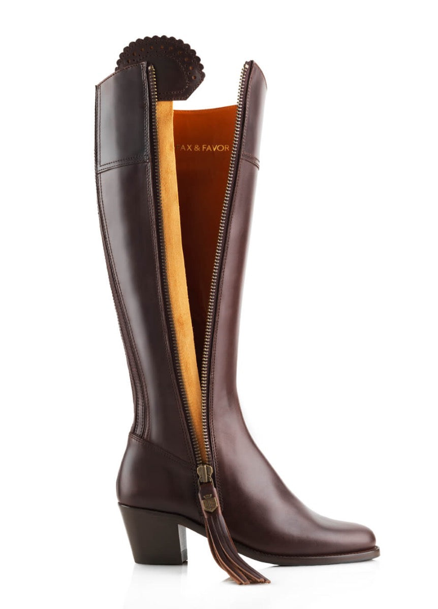 Fairfax & Favor Ladies Leather Heeled Regina Boots - Mahogany