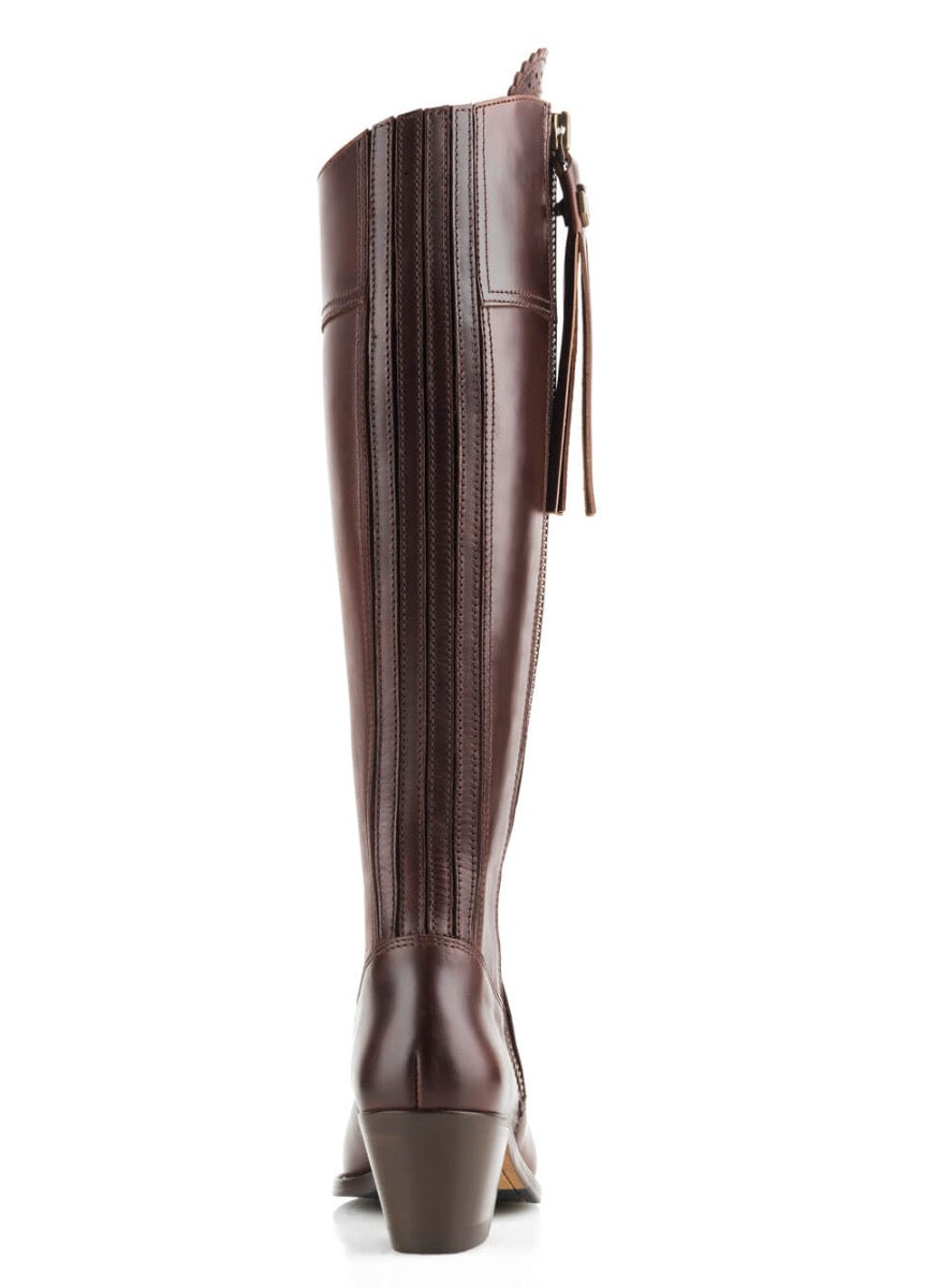 Fairfax & Favor Ladies Leather Heeled Regina Boots - Mahogany