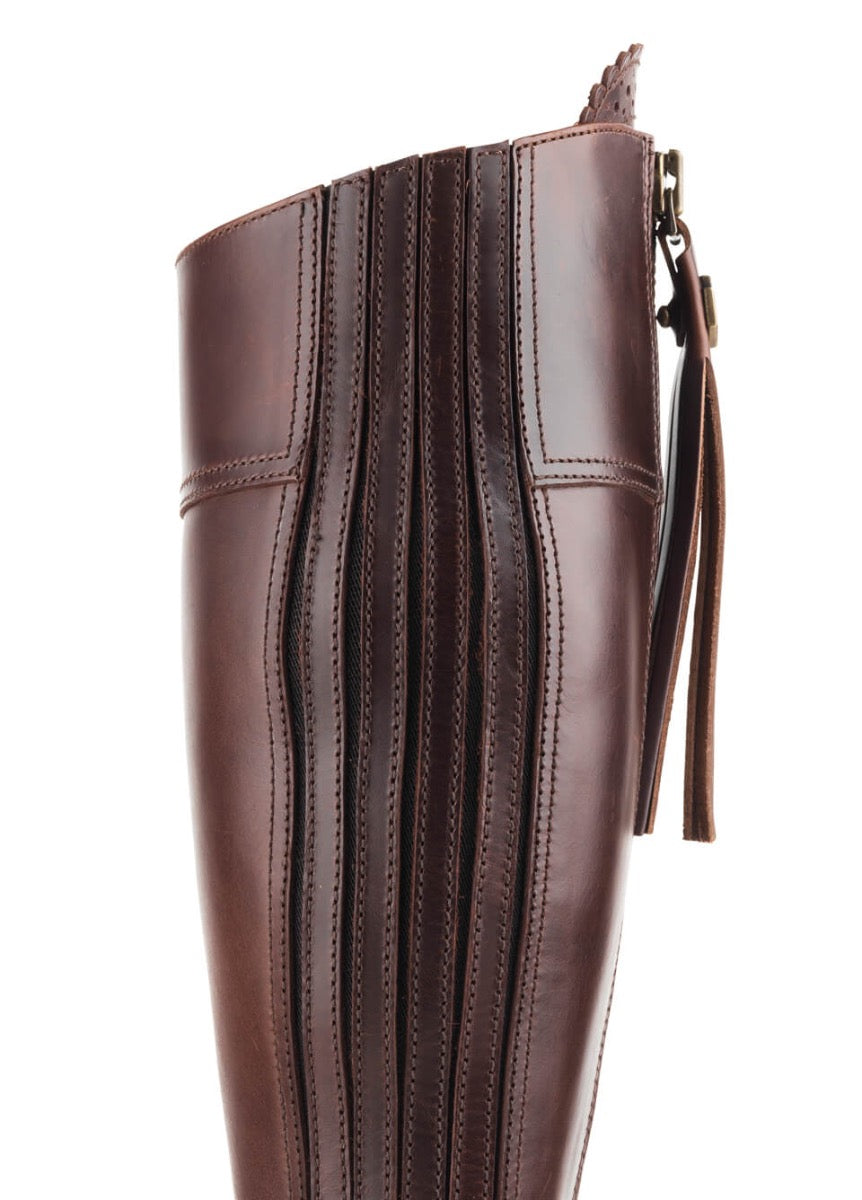 Fairfax & Favor Ladies Leather Heeled Regina Boots - Mahogany