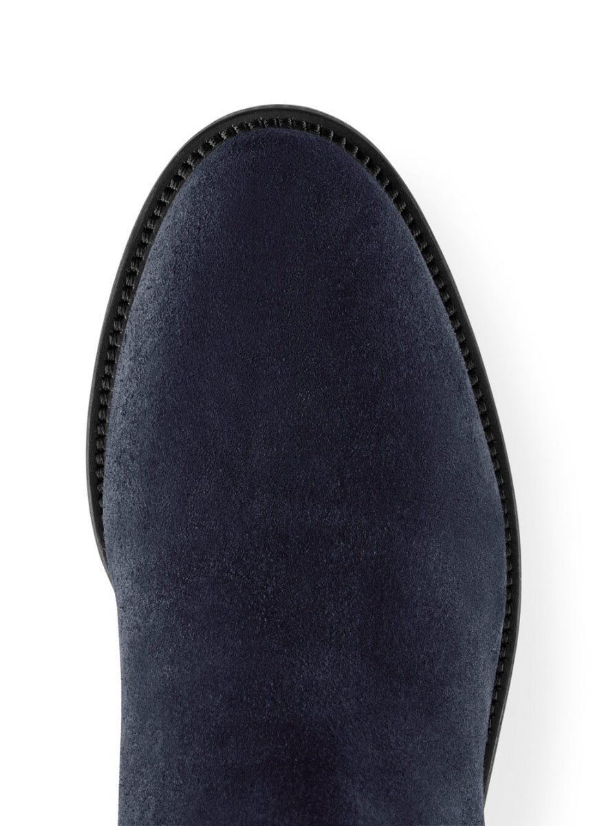 Fairfax & Favor Ladies Flat Regina Narrow Fit Suede Boot - Navy