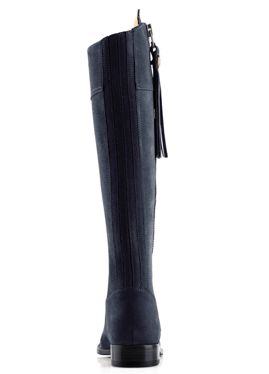 Fairfax & Favor Ladies Flat Regina Narrow Fit Suede Boot - Navy