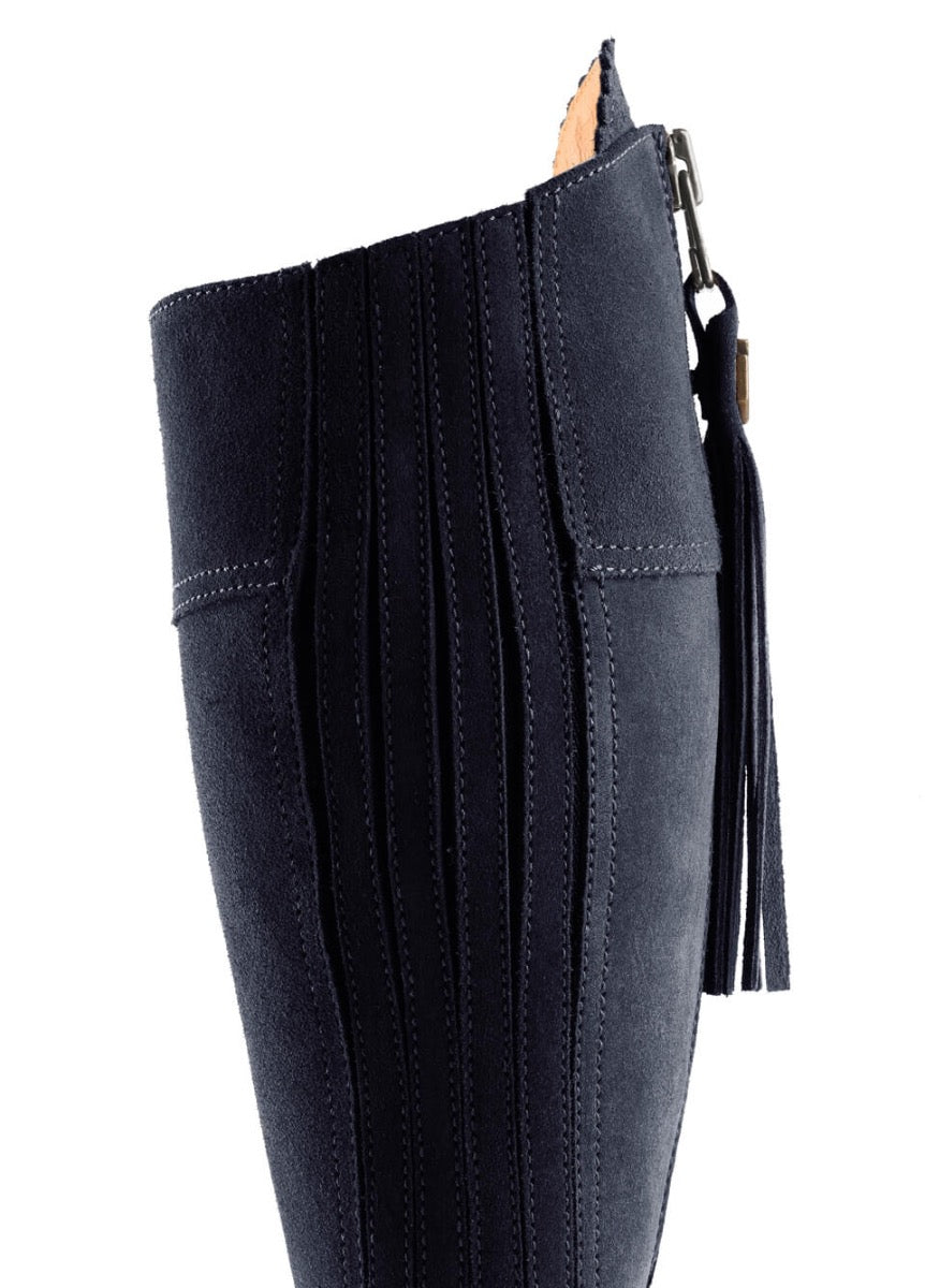 Fairfax & Favor Ladies Flat Regina Narrow Fit Suede Boot - Navy