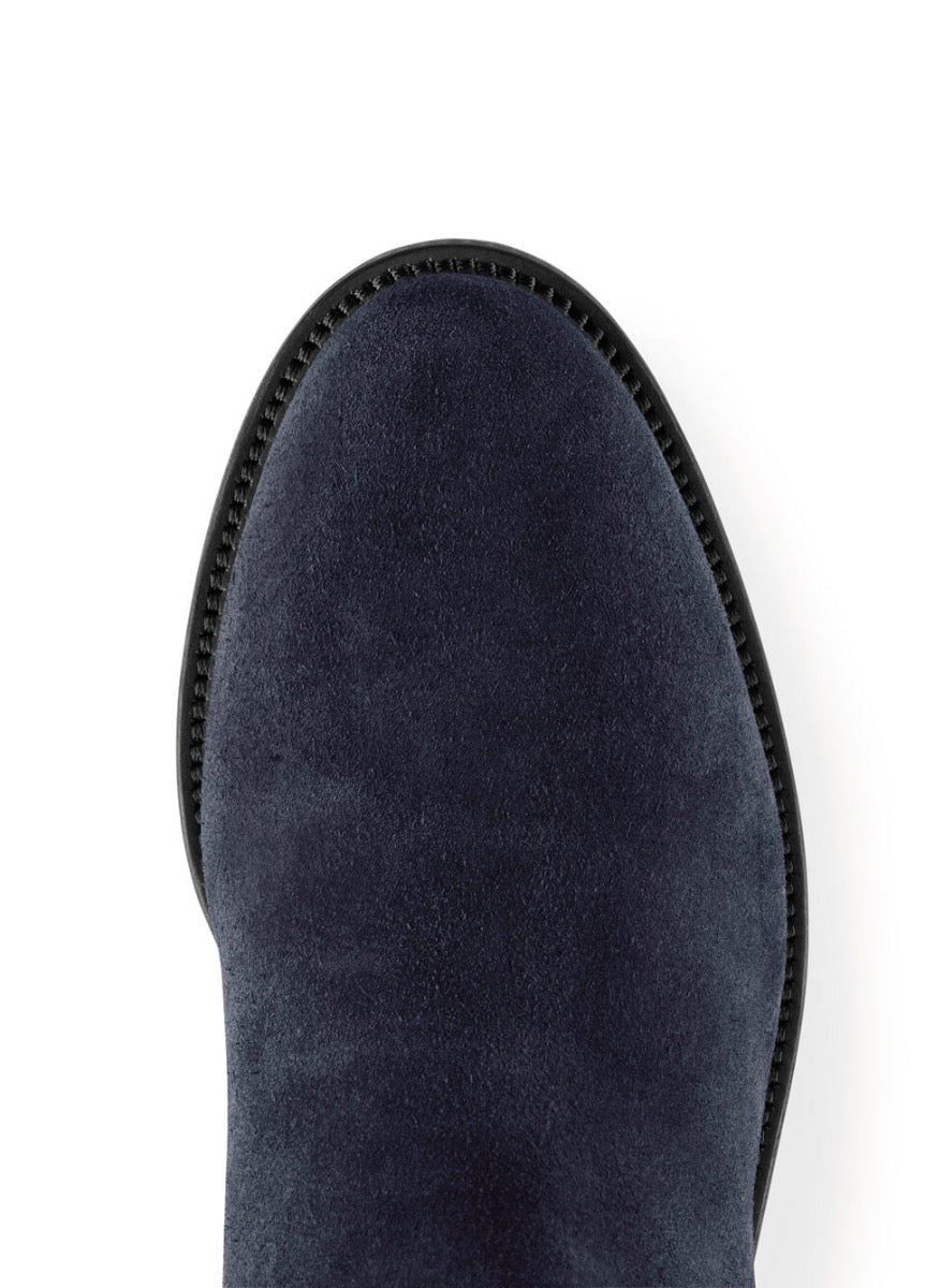 Fairfax & Favor Ladies Heeled Regina Narrow Fit Suede Boot - Navy