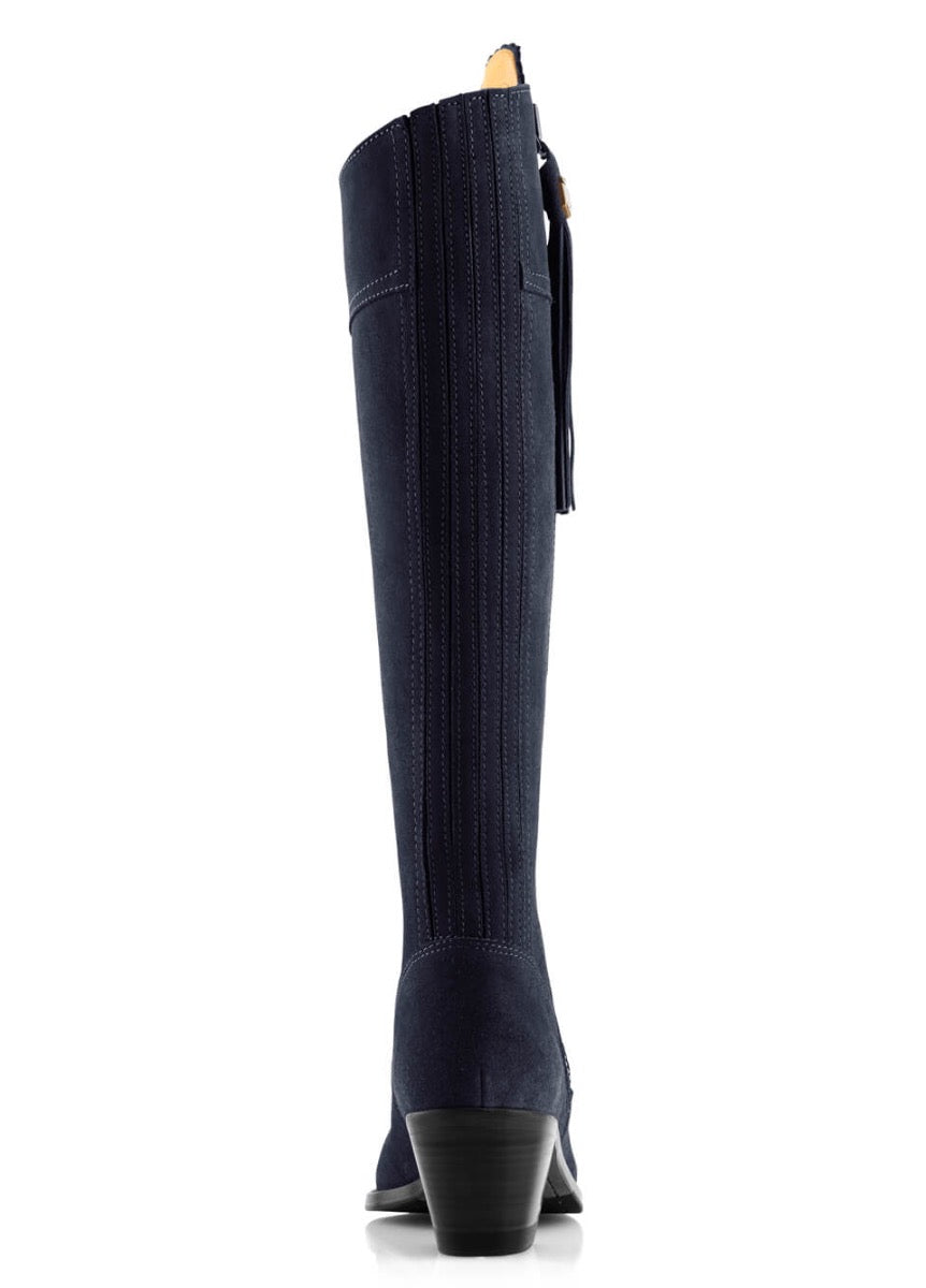 Fairfax & Favor Ladies Heeled Regina Narrow Fit Suede Boot - Navy