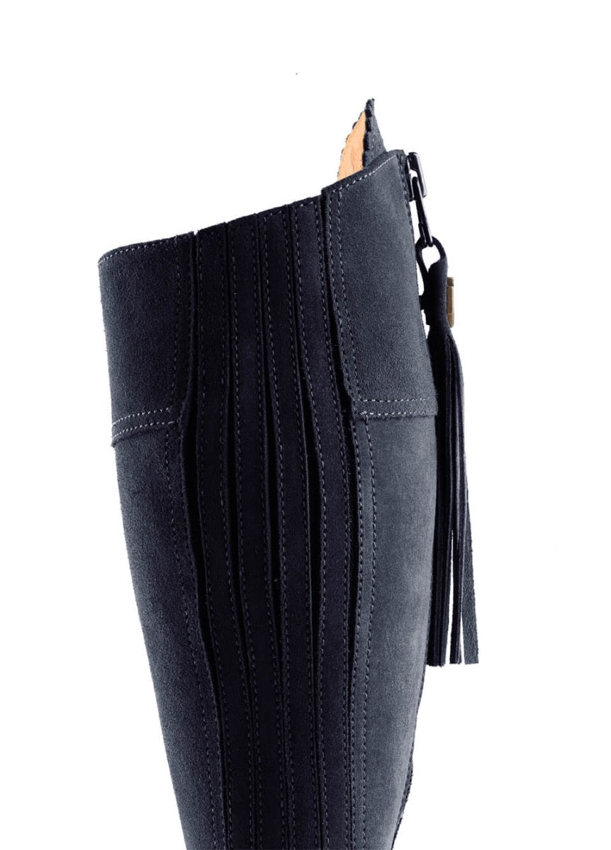 Fairfax & Favor Ladies Heeled Regina Narrow Fit Suede Boot - Navy