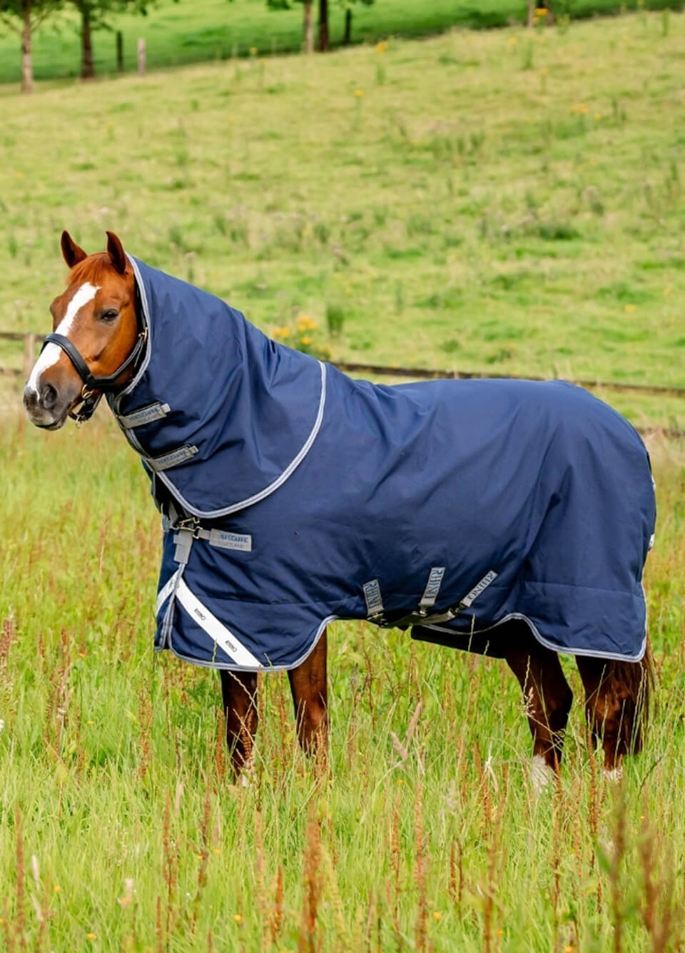 Rhino Plus Turnout Rug 100g - Navy/Titanium/Grey