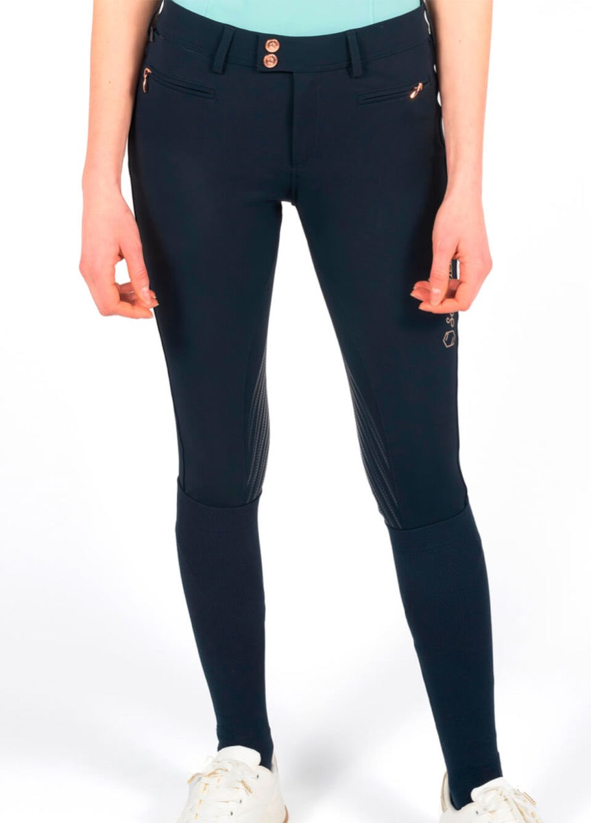 Samshield Adele Metal Dots Knee Grip Breeches - Navy/Rose