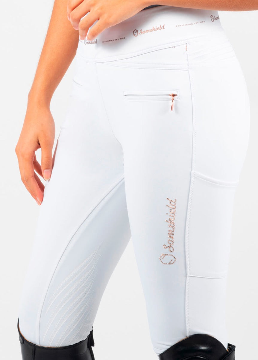 Samshield Alpha Knee Grip Breeches - White/Rose Gold