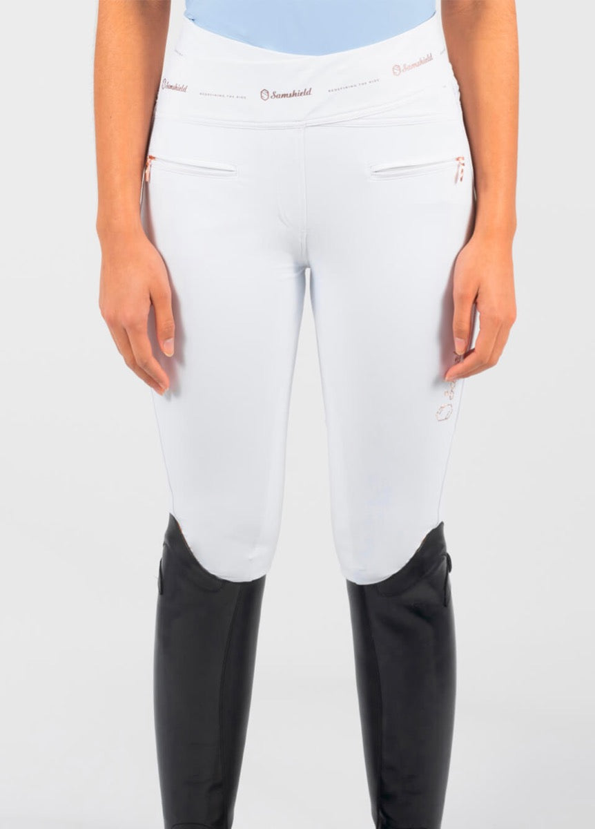 Samshield Alpha Knee Grip Breeches - White/Rose Gold