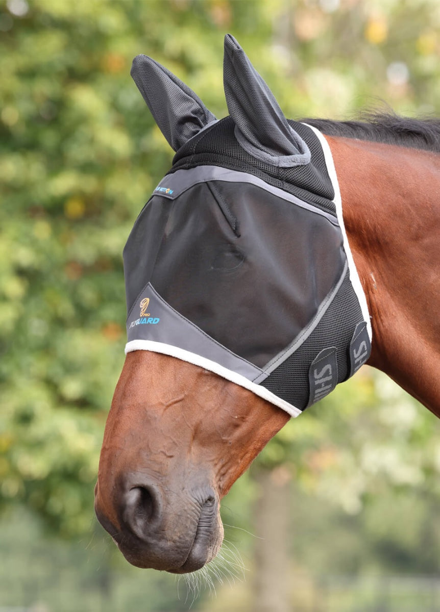 Shires Air Motion Fly Mask with Ears - Dark Grey