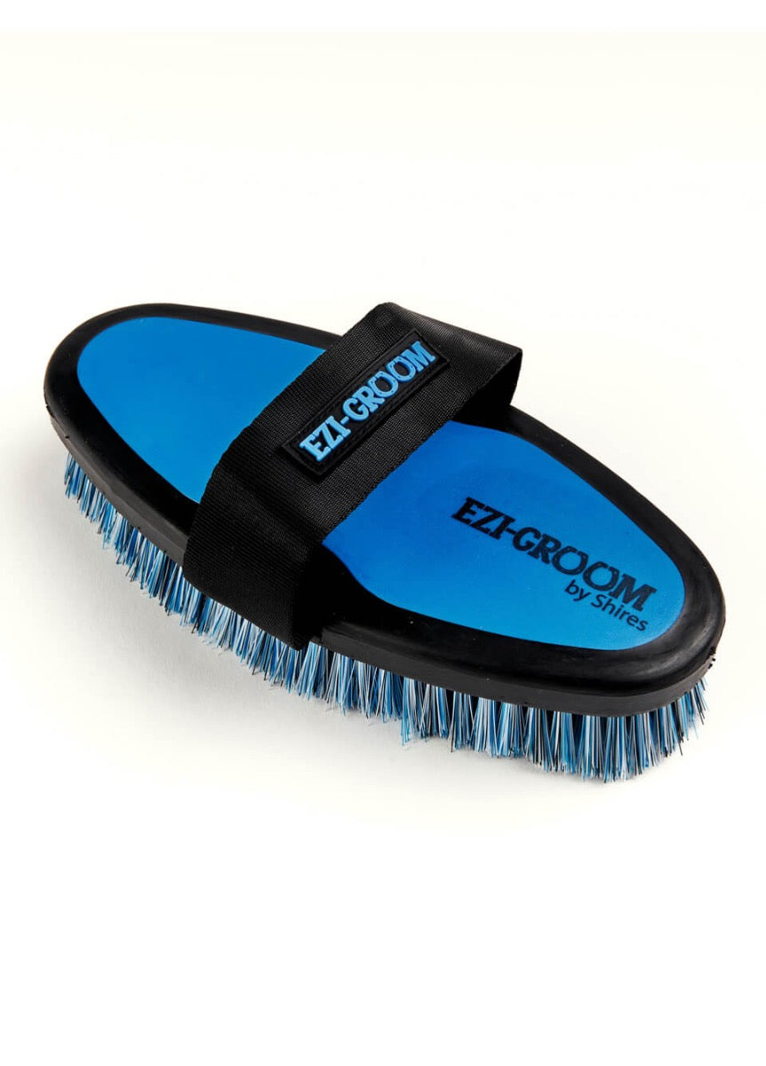 Shires EZI-GROOM Grip Body Brush - Bright Blue