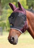 Shires FlyGuard Pro Deluxe Fly Mask with Ears - Black/Cherry