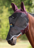 Shires FlyGuard Pro Deluxe Fly Mask with Ears & Nose - Black/Cherry